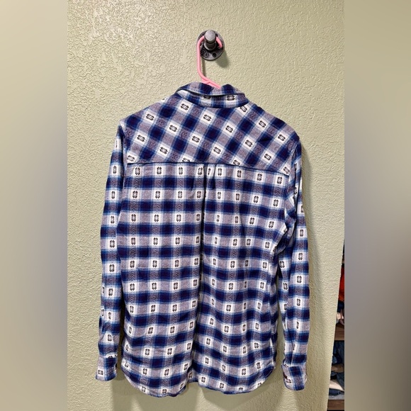 Ruff Hewn Blue and White Plaid Casual Button Down Shirt - Picture 3 of 3
